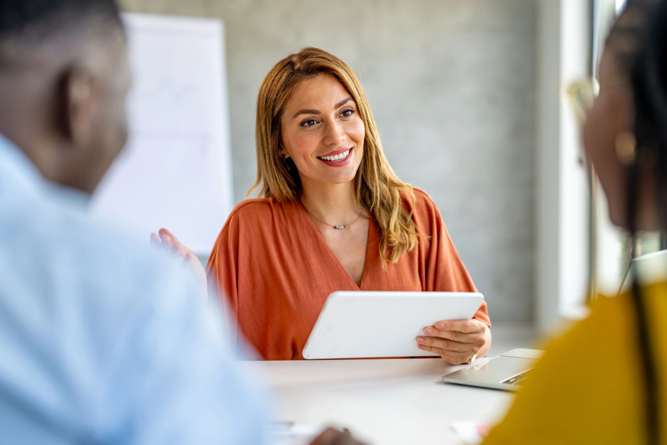 Clients meeting with an advisor in an office