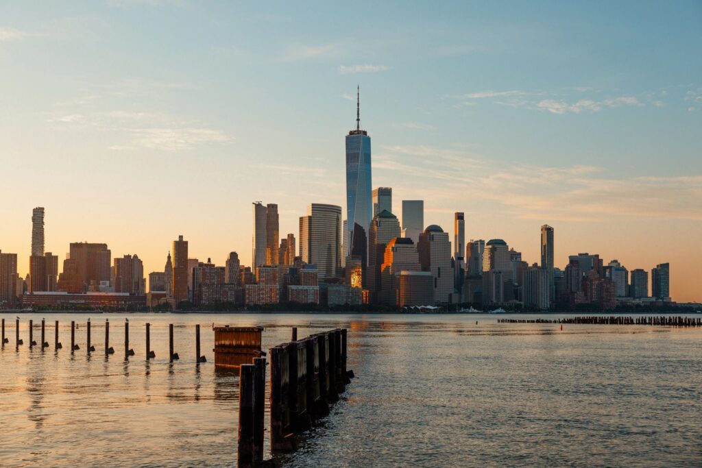 Beautiful Golden Hour in New York downtown