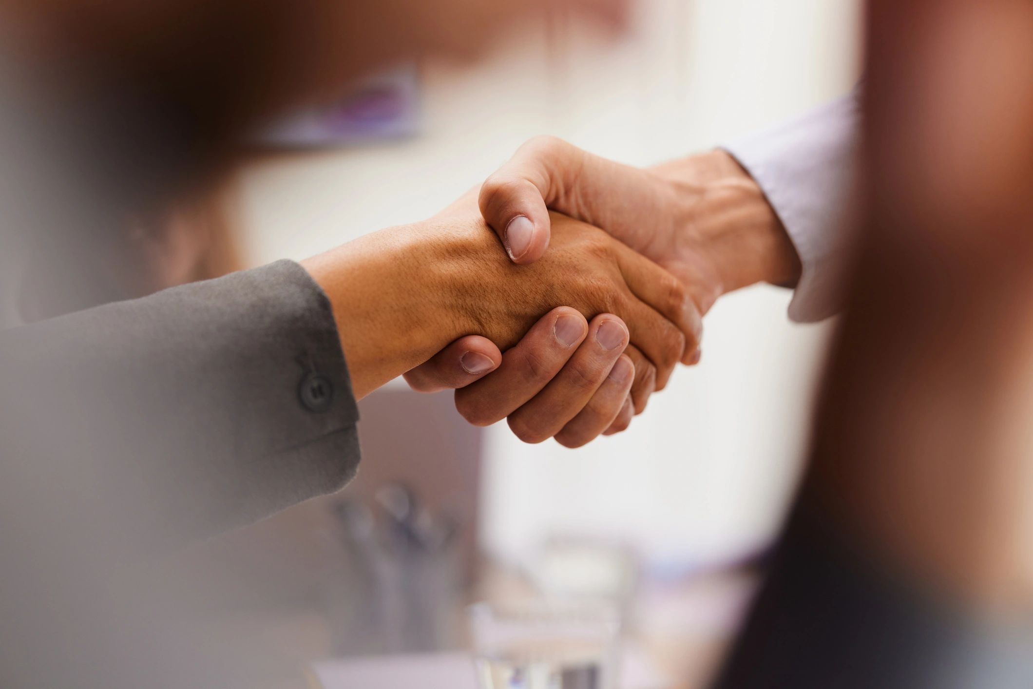 Business handshake close-up